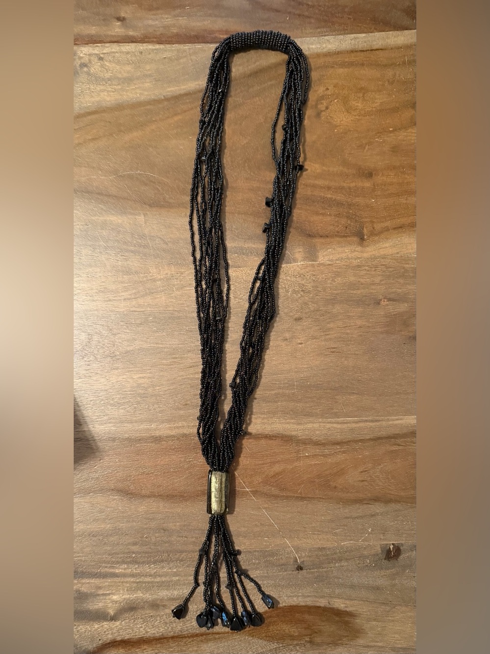 vintage black seed bead necklace